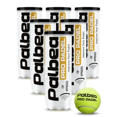 Afbeelding van PALBEA PRO PADEL Padelballen FIP goedgekeurd 1 Doos x 6 Buis met 3 Ballen HV vilt hoge zichtbaarheid. Hoogwaardige Kwaliteit. Ideaal voor Toernooien. Onder druk Staande Duurzame en Snelle