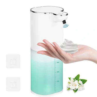 Afbeelding van JOFLVA Automatische zeepdispenser, wandbevestiging zonder boren, 400 ml, elektrische USB oplaadbaar, IPX5 waterdichte zeepdispenser voor keuken en badkamer, wit