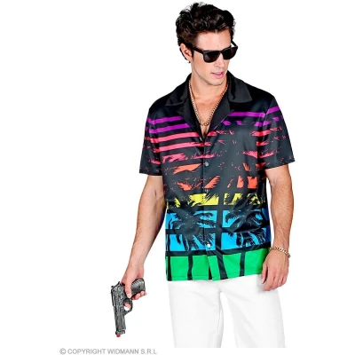 Afbeelding van Widmann Hawaii &amp; Carribean Tropisch Kostuum 80s Miami Palm Shirt Man Multicolor XL Carnavalskleding Verkleedkleding