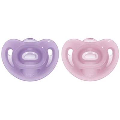 Afbeelding van NUK Sensitive Schnuller 6 18 Monate 100 % Silikon für zarte Haut BPA frei lila &amp; rosa 2 Stück