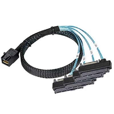 Afbeelding van Twozoh SFF 8643 tot 4 X 8482, Interne Mini SAS HD aan 29pin 8482 met 15pin Power Port 12GB/S Kabel 0.5M