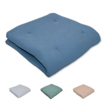 Afbeelding van ULLENBOOM ® baby kruipdeken 140x140 cm gewatteerd in blauw (Made EU) voor met 100% ÖkoTex katoen, perfect als babydeken, boxinzet &amp; speelkleed