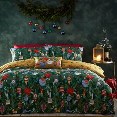 Afbeelding van furn. Deck The Halls Tweepersoons dekbedovertrekset, katoen, polyester, dennengroen