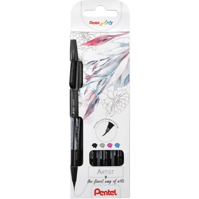 Afbeelding van Brushstift Pentel artist SESF30C 4 blister à stuks assorti