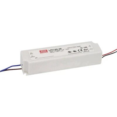 Afbeelding van Mean Well LPV 60 48 LED transformator Constante spanning W 0 1.25 A V/DC Niet dimbaar, Overbelastingsbescherming 1 stuk(s)
