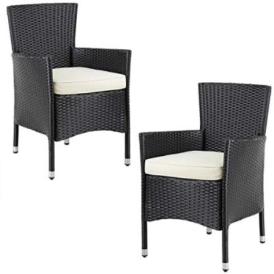 Afbeelding van Casaria Tuinstoelen Set van 2 Polyrotan Incl. Kussens Zwart