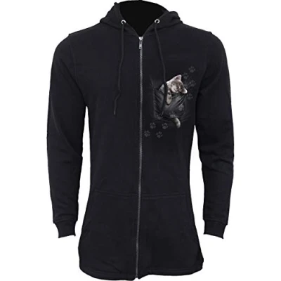 Afbeelding van Spiral Pocket Kitten Vest met capuchon zwart S 100% katoen Everyday Goth, Gothic
