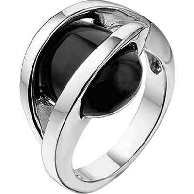 Afbeelding van Trendjuwelier huiscollectie Ring Onyx Zilver Gerhodineerd