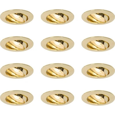 Afbeelding van QAZQA edu Moderne Inbouwspot 12 stuks Ø 6.2 cm Messing Woonkamer Slaapkamer Keuken