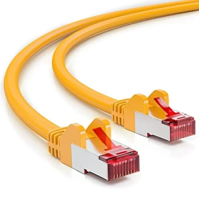 Afbeelding van deleyCON 20m CAT6 Patchkabel S/FTP PIMF Afscherming CAT 6 RJ45 Netwerkkabel Ethernetkabel LAN DSL Switch Router Modem Access Point Patchvelden Geel