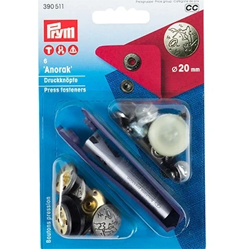 Afbeelding van Prym Anorak Design Excursion Naaivrijedrukknopen 20mm Zilver Mat