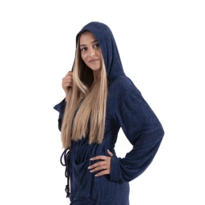 Afbeelding van Jersey Badjas Met Rits En Capuchon Marineblauw van Hamams own