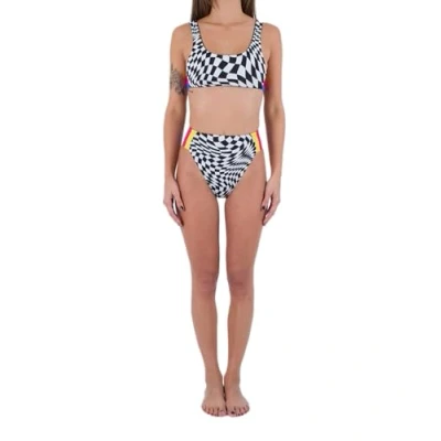 Afbeelding van Hurley Nascar RVSB Moderate HIGH Waist Bikinibroekje, Dames, Maat: Medium, Black white