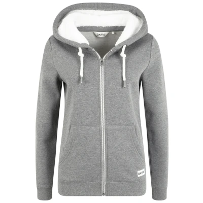 Afbeelding van Oxmo Oxbinja Sweater met rits, Dames, Maat: Large, Grey melange