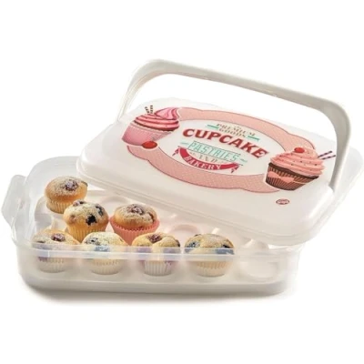 Afbeelding van Snips Cupcake schaal, 7 l, wit, voor snoep, gedecoreerde container met dienblad, gemaakt in Italië, BPA vrij