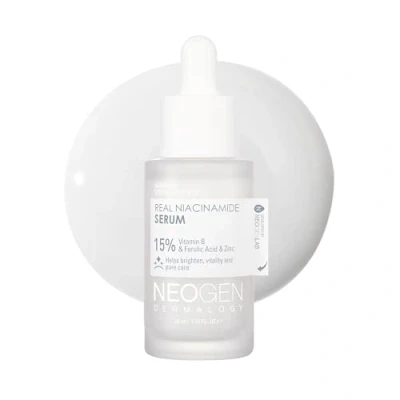 Afbeelding van DERMALOGY by NEOGENLAB Real Niacinamide 15% serum (30 ml) veganistisch bleekserum tegen donkere vlekken, poriënverfijning, anti aging met niacinamide, ferulazuur, zink, Koreaanse gezichtsverzorging