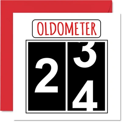 Afbeelding van Leuke 24e verjaardagskaarten voor mannen vrouw Oldometer Gelukkige verjaardagskaart zoon dochter broer zus oom tante nichtje neef neef, 145 mm x wenskaarten,