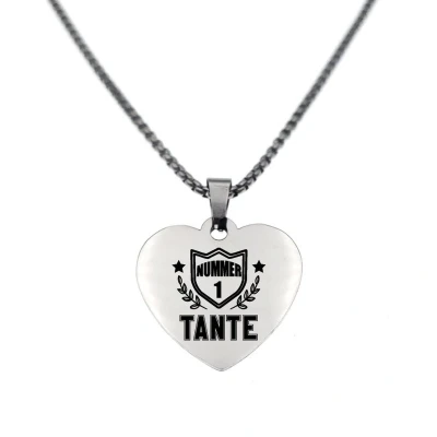Afbeelding van Ketting RVS Hart Zilver Nummer 1 Tante