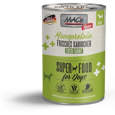 Afbeelding van MAC’s Hondenvoer Natvoer Blik Mono Sensitive Konijn 6 x 400g