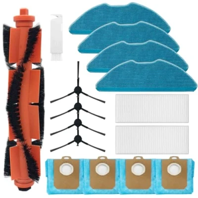Afbeelding van HomeTimes Reserveonderdelen voor Philips Homerun serie 3000 XU3100/01 XU3110/02 XU3000/01 XU3000/02 robotstofzuiger, accessoires met 1 rubberen borstels, 2 HEPA filters, 4 dweilpads, zijborstels,