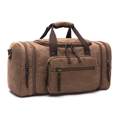 Afbeelding van LOSMILE Grote Travel Duffles 50L, Holdall Reistassen Weekend Bag Overnachting Tas Carry On Bagage., Bruin, X Large