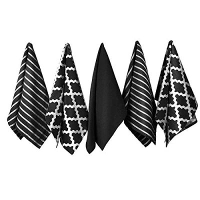 Afbeelding van Penguin Home® Katoen Theedoek 5 Delig Set, 65 cm Lengte x 45 Breedte, Zwart