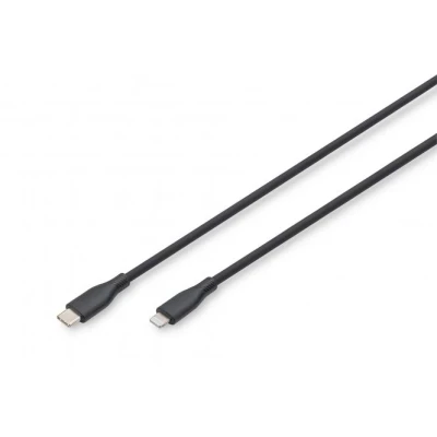 Afbeelding van DIGITUS Lightning aansluitkabel USB 2.0 0.5m C naar Hoge snelheid 480 Mbps 60W Power Delivery MFI flexibele siliconen kabel Zwart voor iPad, iPhone