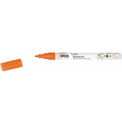 Afbeelding van KREUL 47209 Lakverfstift fijn oranje, met ronde punt, lijndikte 1 2 mm, voor het ontwerpen, labelen en versieren van kleine, originele geschenken, kaarten, enz.