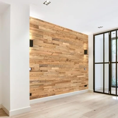 Afbeelding van 3D wandpanelen van oud hout, natuurlijk vintage houten wandbekleding, model &quot;Amber&quot;, Wooden Wall Design (1m2)