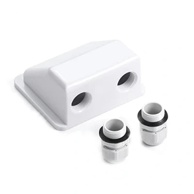 Afbeelding van enjoy solar ABS 2 voudige kabeldoorvoer zonnepaneel houdspoiler in wit, ideaal voor campers, caravans, boot