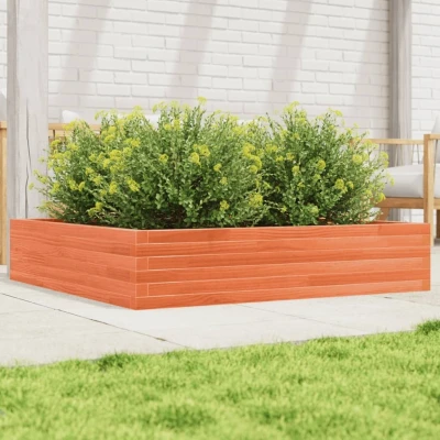 Afbeelding van Plantenbak 110x110x23 cm massief grenenhout wasbruin
