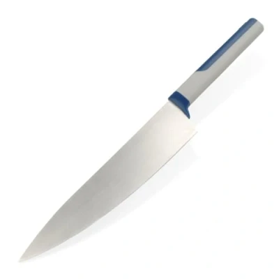 Afbeelding van Tasty Koksmes 20 cm, roestvrij staal, scherp mes, duurzaam keukenmes met ergonomische soft touch handgreep (kleur: blauw, grijs, zilver)