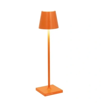 Afbeelding van Zafferano, Poldina Micro Lamp, Oplaadbare Snoerloze Tafellamp met Touch Controls, Geschikt voor Binnen en Buiten, Dimmer, 2200 3000 K, Hoogte 27,5 cm, Oranje kleur