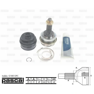 Afbeelding van Homokineet reparatie set, aandrijfas PASCAL G18013PC