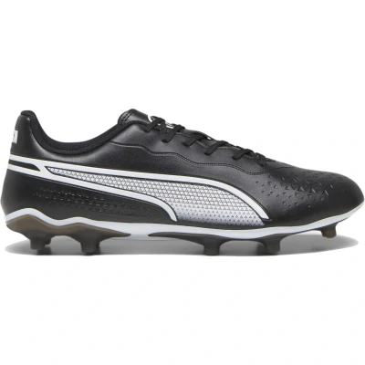 Afbeelding van Puma KING Match FG/AG Voetbalschoenen met kunststof noppen, Heren, Maat: 46.5, Black/white Hoogwaardig imitatieleer