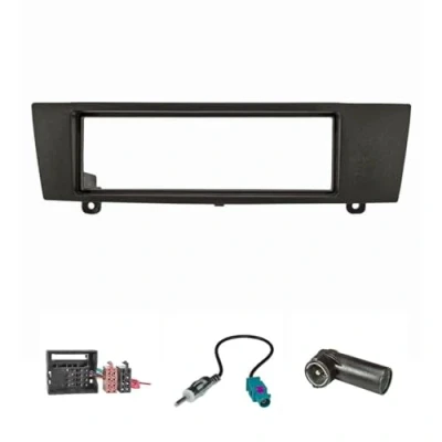 Afbeelding van tomzz Audio 2404 035 Radio installatie frame Set geschikt voor bmw 1er e87 3er e90 z4 e89 zwart met quadlock adapter iso, Fakra antenne Din iso