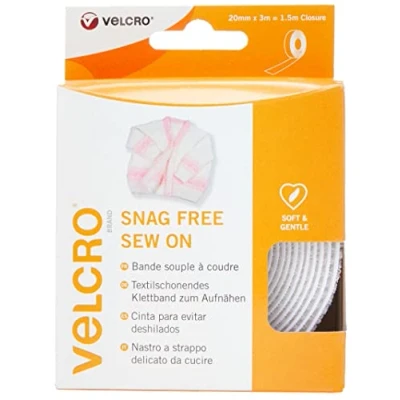Afbeelding van VELCRO® Textilschonendes Klettband zum Aufnähen, Haken&amp;Flausch 20mm x 3m Weiß