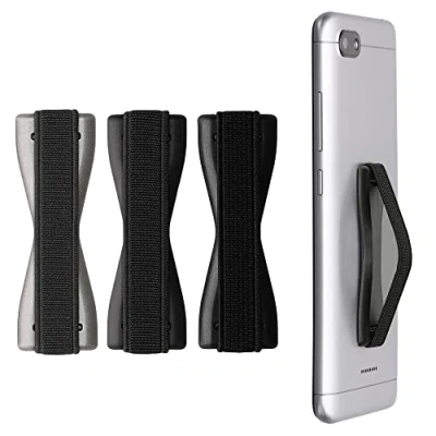 Afbeelding van kwmobile vingerhouder voor smartphone Vingergreep telefoon Zelfklevende finger holder Set van 3 In zwart / grijs donkergrijs