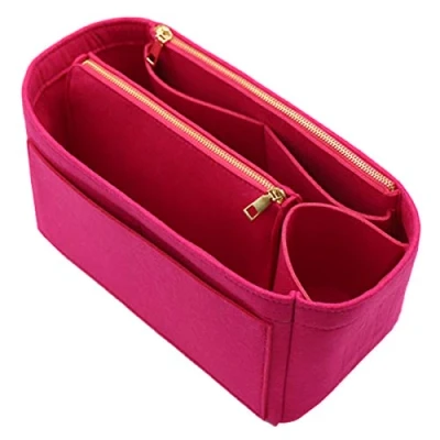 Afbeelding van LEXSION Vilt portemonnee tas organizer insert met rits, B roze, groot