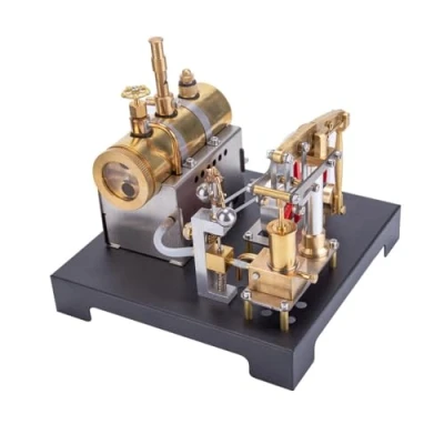 Afbeelding van KAROON stoommachine model, volledig metalen drager model en liggende ketel met centrifugale regelaar DIY kit (84 stuks)