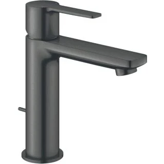 Afbeelding van Grohe lineare wastafelmengkraan s size trekwaste eengreeps 1 gats 180mm hoogte 128mm uitloop vast hard graphite geborsteld 32114al1