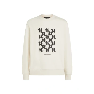 Afbeelding van KARL Lagerfeld Graphic Monogram Sweater, Heren, Maat: Large, Cannoli cream