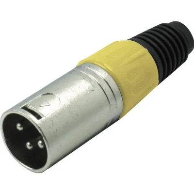 Afbeelding van XLR 3 pins (m) connector met plastic trekontlasting grijs/geel