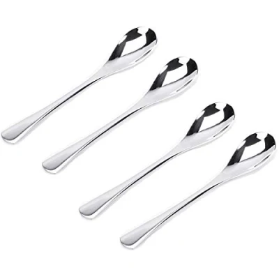 Afbeelding van VANRA Theelepelset 4 STKS 4.9 inch RVS Koffie Lepel Kleine Lepels Dessert Set Zilver Flatware Set, gepolijst &amp; Vaatwasmachinebestendig