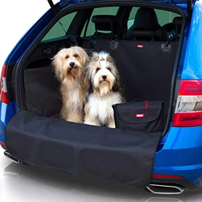 Afbeelding van BARTSTR Kofferbakbeschermer honden, universeel voor kofferbakken van stationwagens, beschermmat, waterafstotend, met zijkant en bumperbescherming, plus schoudertas