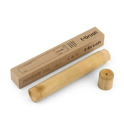 Afbeelding van t brush Bamboe Tandenborstelcontainer Eco vriendelijke duurzame biologisch afbreekbaar Ergonomisch Veganistische dierproefvrije FSC verpakking, Beige,