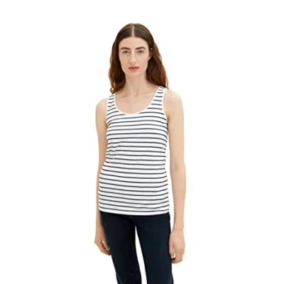 Afbeelding van TOM TAILOR Dames Top 1036260, 32082 Offwhite Navy Stripe, XXS