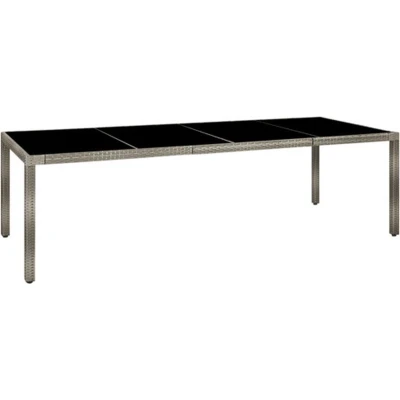 Afbeelding van vidaXL Tuintafel 250x100x75 cm gehard glas en poly rattan grijs