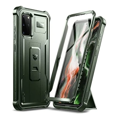 Afbeelding van Dexnor voor Samsung S20 Plus hoesje, [ingebouwde schermbeschermer en kickstand] zware militaire bescherming schokbestendige beschermhoes Militair Groen