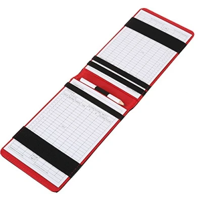 Afbeelding van Scorekaarthouder, Scorecard Houder Taal Kaart Accessoires PU Lederen Etui met Scorekaarten en Potlood (Zwart)